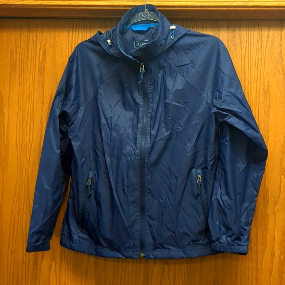 L.L. Bean Wind Breaker Rain Slicker Blue Size small